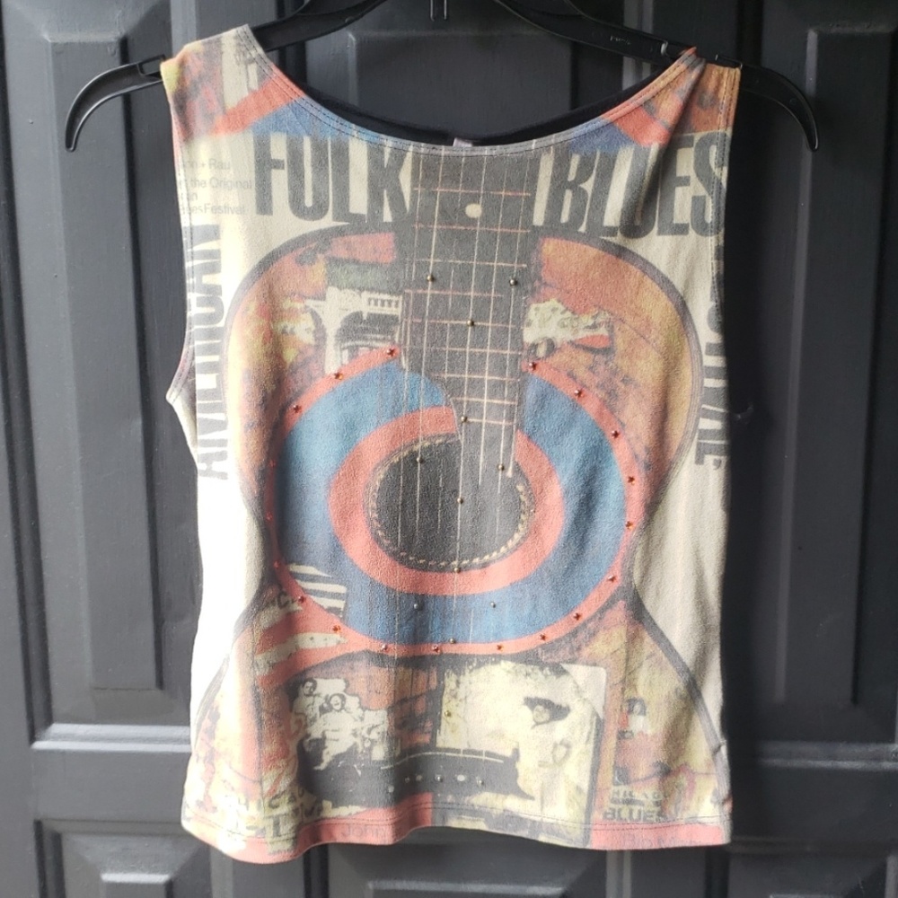 Graphic Suede rock tank